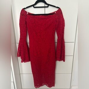 Bardot Elegant Red Lace Dress